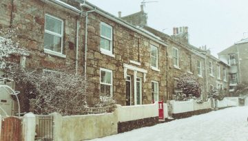 Terraced houses in winter weather